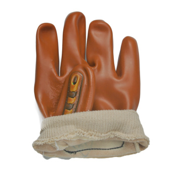 Brown PVC coated gloves with TPR