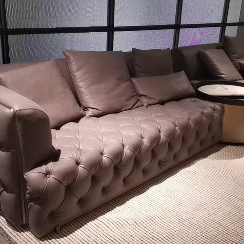 Sofa Kulit Penuh Minimalis Moden Dengan Storan