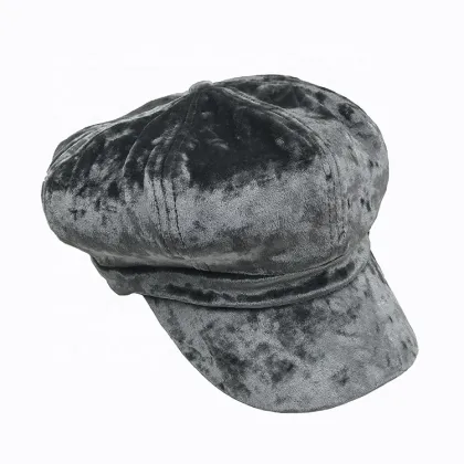 2024 Autumn Winter Smooth Shiny Polyester Velvet Beret Hat