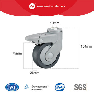 100mm All Plastic Medical Bolt Hole Swivel Ball Bearing Casters With Brake