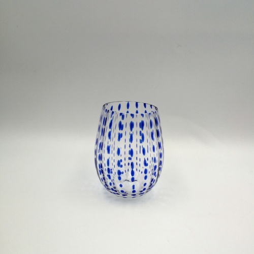 Blue pot pattern stemless glass for candle