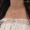 18k Gold Plated Stainless Steel Real Pearl Necklace