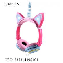 LIMSON Stereo Unicorn Headphones,Wired Light Up Headset Cute Adjustable Earphones with Flashing LED for Adults Kids Birthday Xma