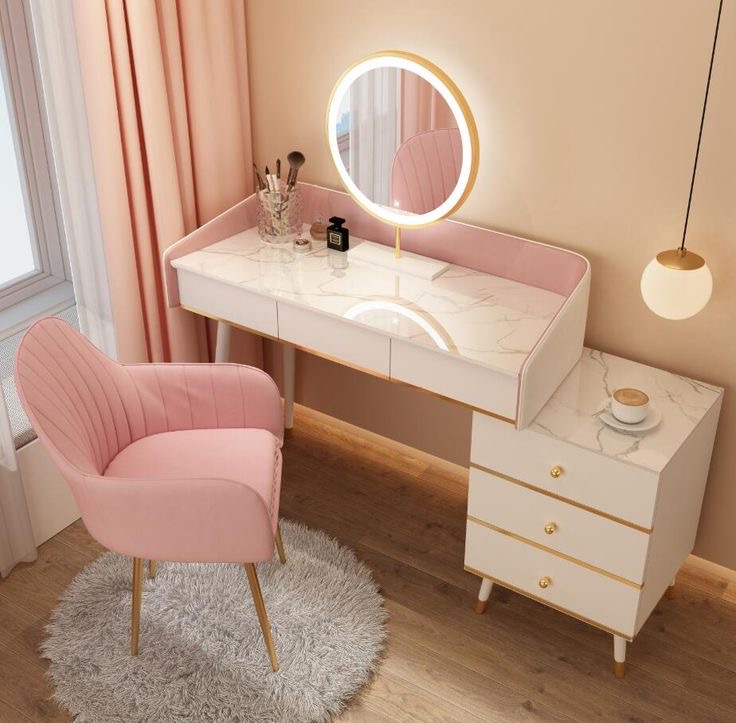 fashion Bedroom Furniture White Led Light low price Storage Optional Dresser Dressing Vanity Makeup Table With LED