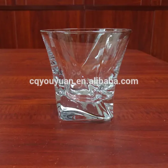 New product special shape clear short whiskey glass 300ml