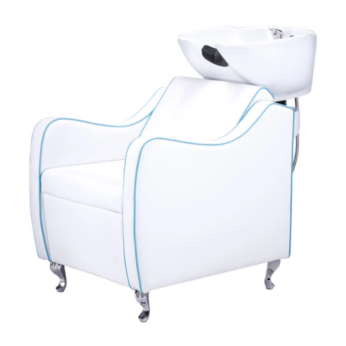 Chaise de shampooing en cuir blanc pour salon