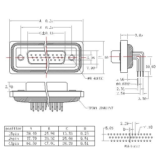 WHDR01-FXXXXXXX 7 D-SUB FEMALE RIGHT ANGLE WATERPROOF TYPE