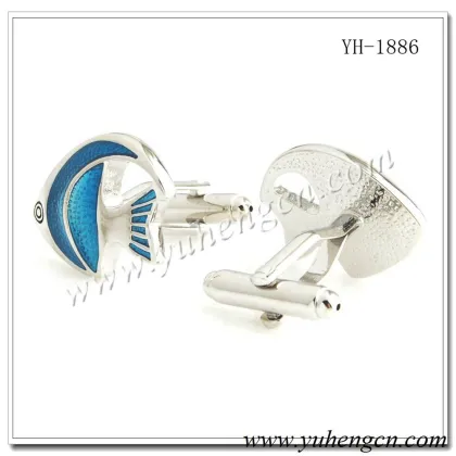 YH-1886 Novelty Blue Tropical Fish Cufflink,Fashion Animal Cufflinks