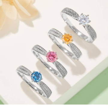 Fancy S925 Ασημί 0.5ct Δαγκώματος Μοϊσανίτη με σχεδιασμό Halo