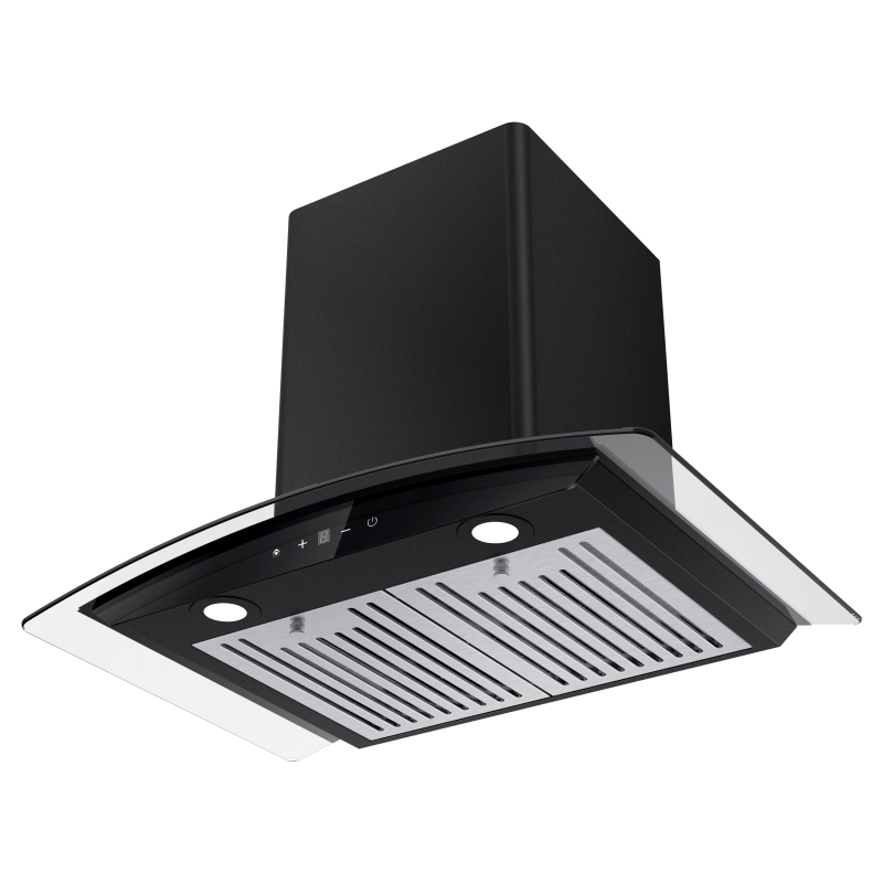 Cooker Hood Kitchen Appliance Factory Price with Copper Motor Black Chimney Wall Mounted Electrical Appliances Range Hood