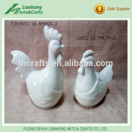 Best selling products garden ornament white ceramic rooster glazed