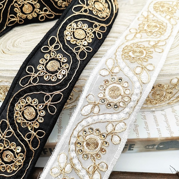 Gold Ribbon Embroidery Flower