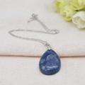 Natural 28x35MM Blue Aventurine Waterdrop Pendant Necklace