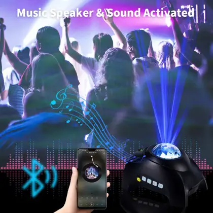Music Aurora Projector Lamp: White Noise Star Galaxy Night Light for Bedroom