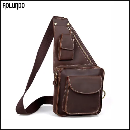 Vintage genuine leather men sling bag