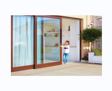 ALUFRONT Tempered Glazed Aluminum Double Glass Sliding Stacking Doors Safety