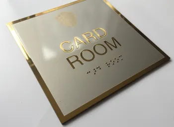 stainless steel gold plate sign with braille card