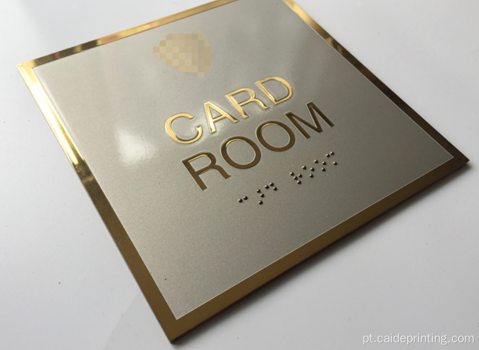 Placa de ouro em aço inoxidável Sinal com cartão braille