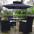 Sombrilla de mesa de jardín y patio de doble capa de madera