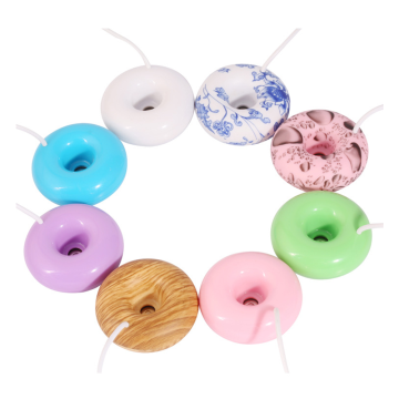 Mini Donut Ultrasonic Humidifier - Blue and White Porcelain Home Office Gift with Light