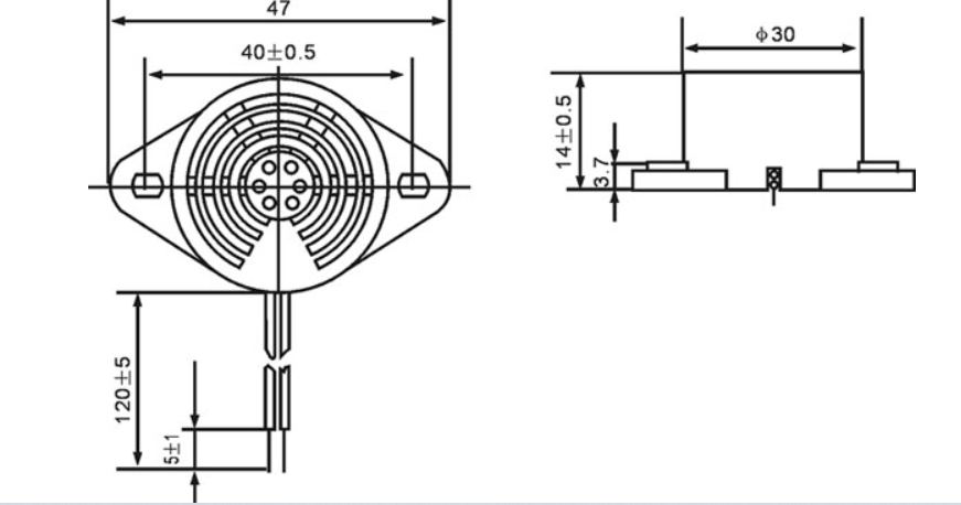 30x15mm Piezoelectric Buzzer 200V-250V 5mA Beep