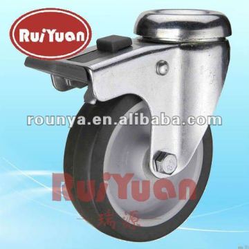 2.5"-5"H Bolt Hole Style PU Caster, Ht adjustable W/Brake