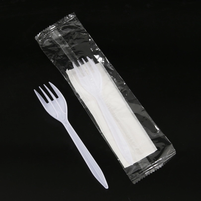 Plastic Spoons Heavy Duty White PP Cutlery Set with Tissue