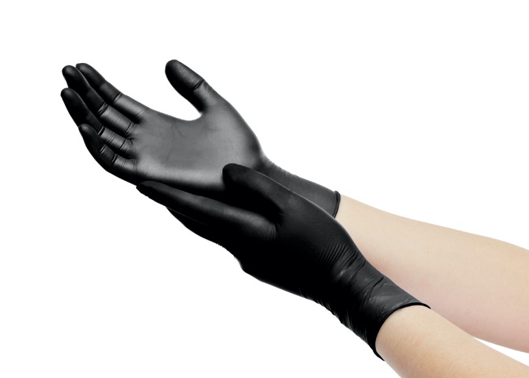 Gants de nitrile de qualité noire