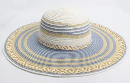 Multicolor wide brim paper straw beach hat