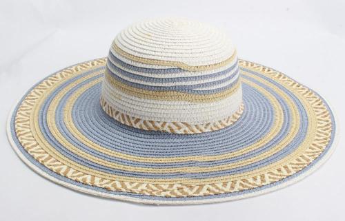 Multicolor Wide Brim Paper Straw Beach Hat