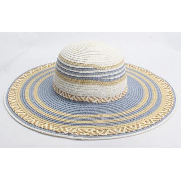 Multicolor Wide Brim Paper Straw Beach Hat