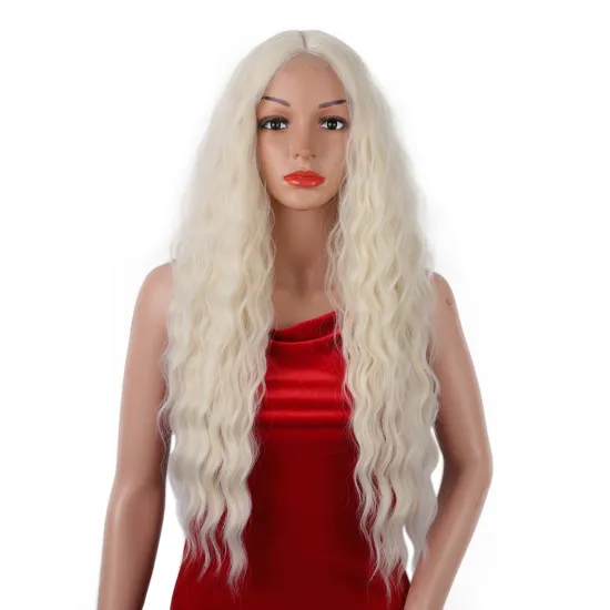 Hot Selling High Quality Platinum Natural Hairline Lace Cosplay Daily Party Machine Made Long Afro Kinky Curly Wig