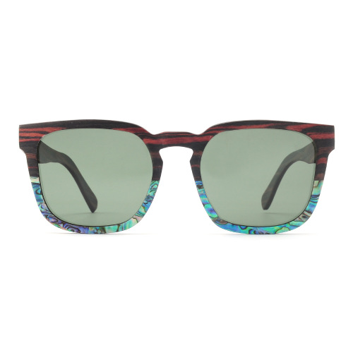Colorblocked Wooden Sunglasses For Men Square Shell Wooden Sunglasses Manufactory