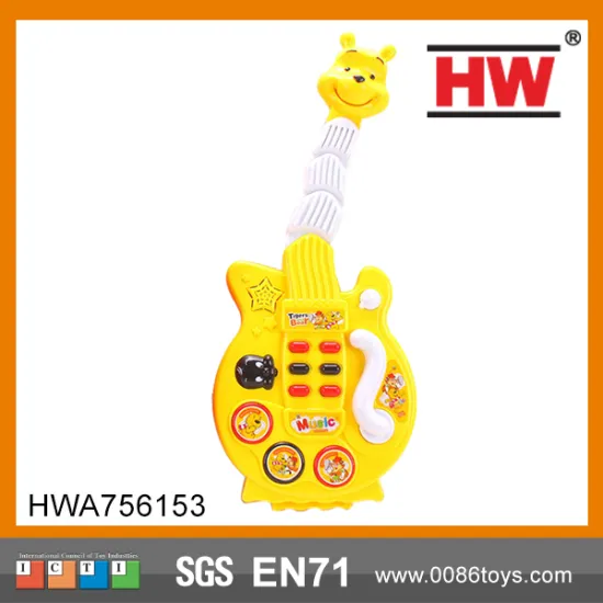 Plastic Bear Shape Yellow Electric Guitar For Kid