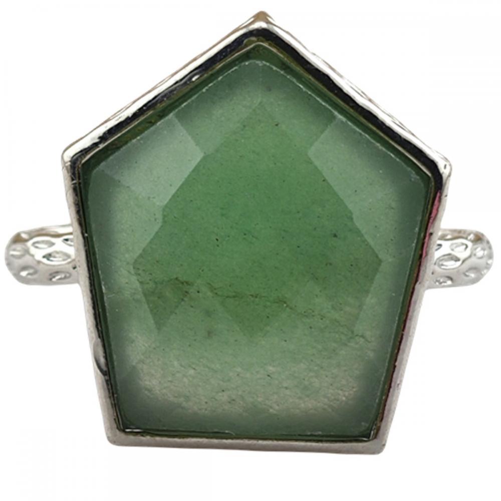 Gemstone Pentágono apilable Anillo de moda Declaración de nudillos hechos a mano Gémica Gótica anillos vintage de cuarzo de cristal anillo ajustable