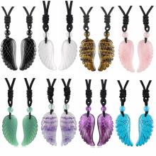 Collier pendentif à ailes de pierres précieuses charms Natural Crystal Quartz Stone Angel Feather Wing Pendants Pending Choker