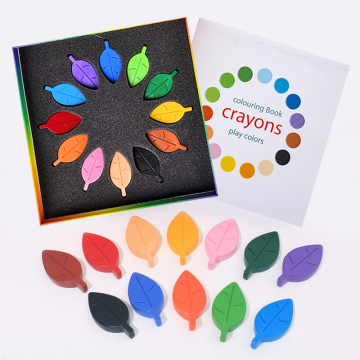 Hot Sale Custom 25 Color Non-Toxic Leaf Shaped Crayons for Toddlers