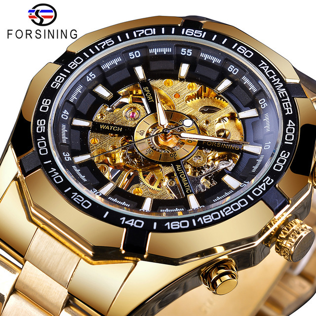 Fossil Original High Quality Stainless Steel Waterproof Men's Automatic Luxury Transparent Mechanical Wrist Skeleton Watch
