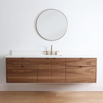 Modern Solid Wood Bathroom Vanity Set with LED Mirror and Wash Basin