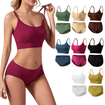 Plus Size Solid Color Push-Up Bra and Vest Set for Women