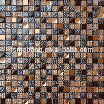 MBD1008 coffee color 12 face diamond mosaic mix iridescent wall glass mosaic for decoration