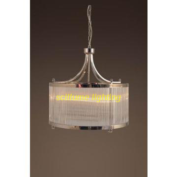 nickel plated iron pendant lamp with glass sticks