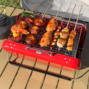 Mini Suitcase commercial charcoal bbq grill Camping outdoor Folding Stainless Steel Charcoal Barbecue Portable bbq grills