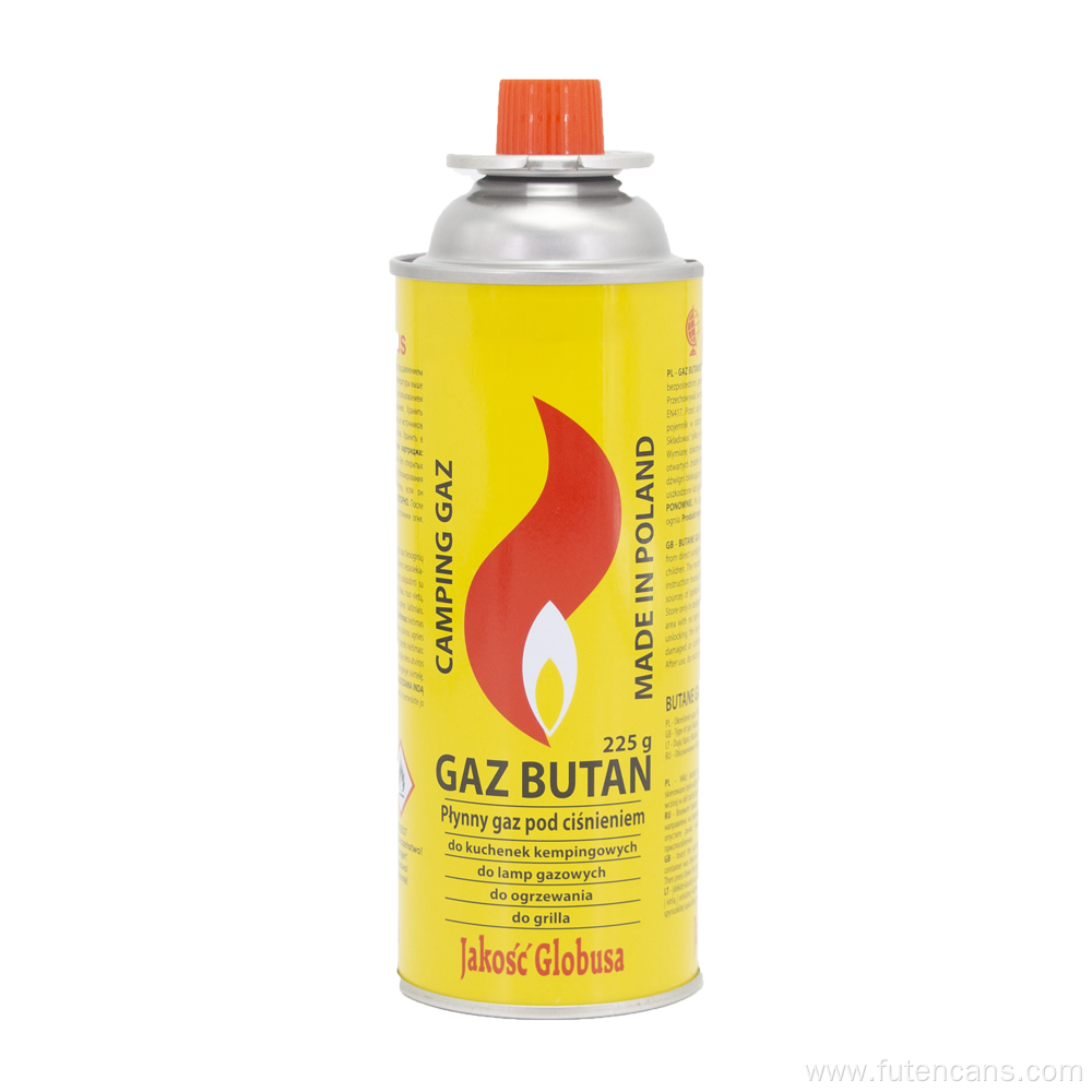 223g 225g 227g butane gas can with valve