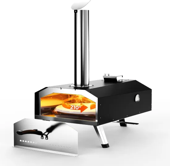 Portable 12" Wood Pellet Outdoor Pizza Oven with Rotatable Countertop