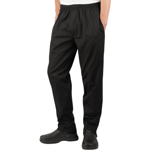 Cotton/poly chef pants black twill