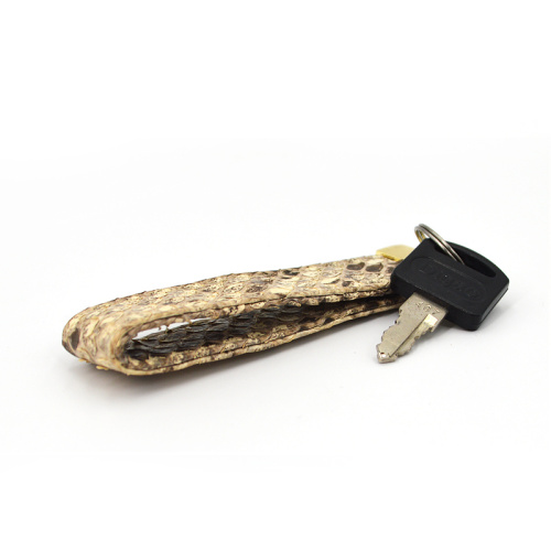 Fashion Python Leather Striped Key Chain With Logo