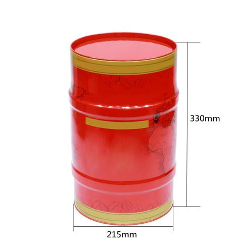 Round tea tin can with inner lid