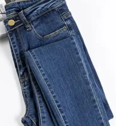Fashionable denim pants with high waist