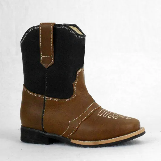 2016 Latest Fashion Comfortable Black Rubber Outsole Genuine Leather Casual Wholesale Kids Cowboy Boots for Outdoor